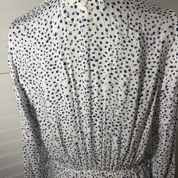 Anthropologie - Long Sleeve White Polka Dot Shirt Dress - Picture 9 of 11
